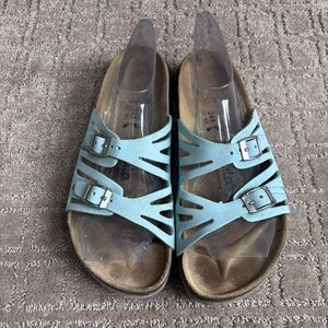 Birkenstock Betula Granada Slide Sandals Womens 38 7 Light Blue Leather Slip On